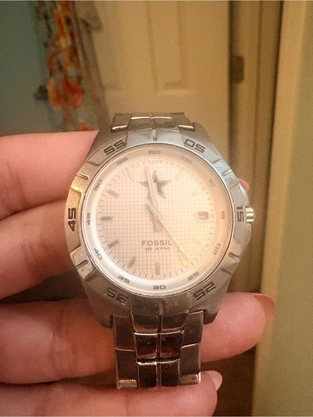 Fossil Silver-Tone Textured Dial Men's Watch